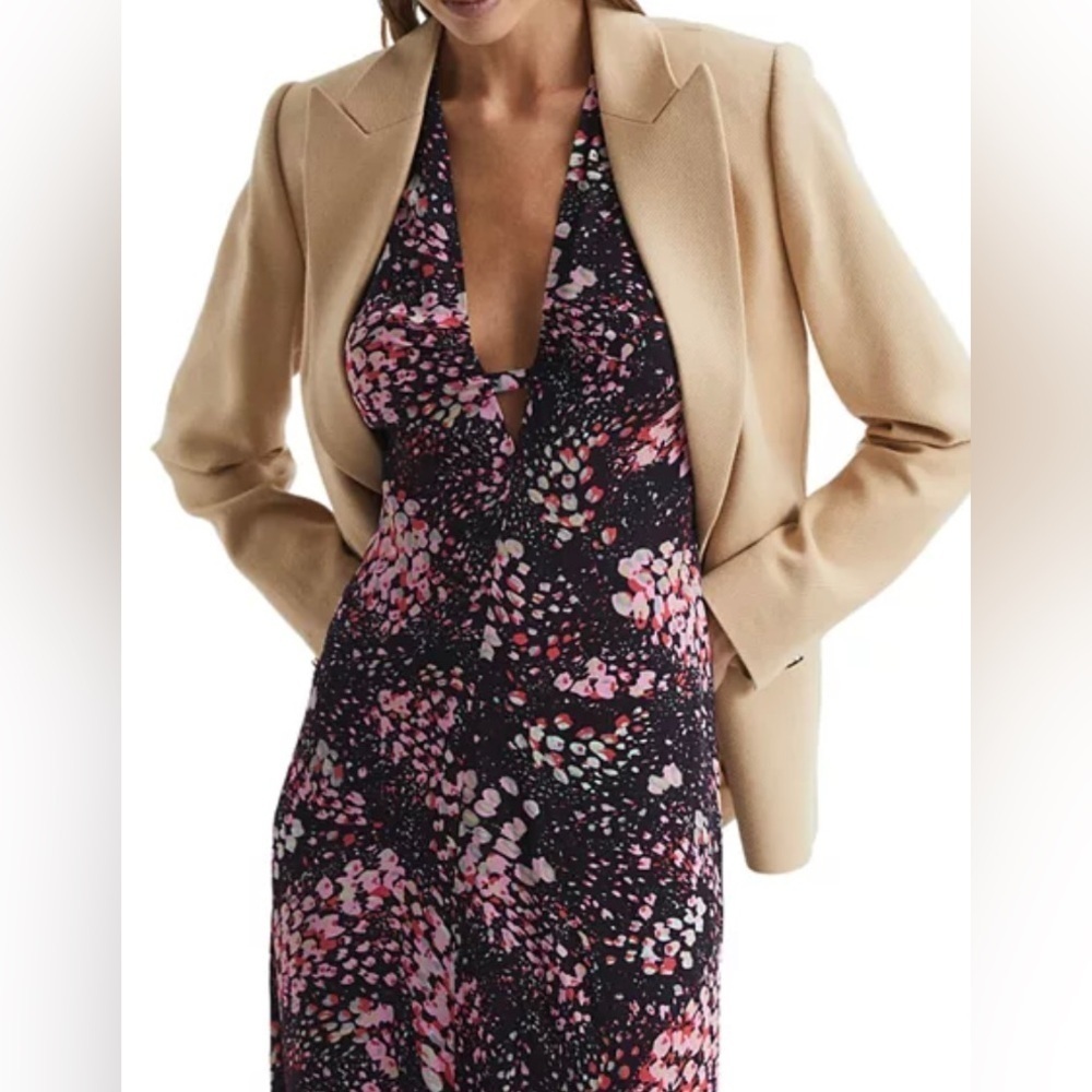 Reiss Amira Animal Print Fitted Midi Dress Size US 10/UK 14 - Picture 3 of 16